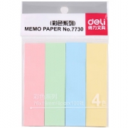 得力7730 百事贴/便条纸/便签纸 4色条状 76*19mm 12包/盒