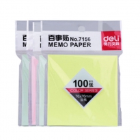 得力7156百事贴/便利贴/便签纸 彩色混装 76*76mm 12包/盒