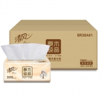 清风BR38A61 商用-塑包抽纸 双层150抽 （原木纯品）整箱60包
